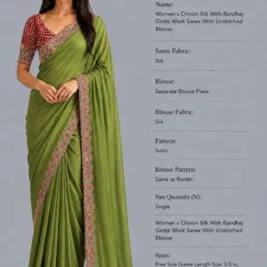 Women's Chinon Silk With Bandhej Gotta Work Saree