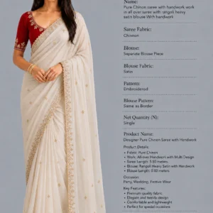 Pure Chinon saree with handwork work in all over saree