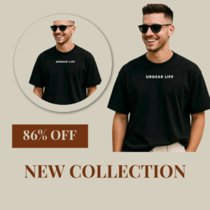 UrGear Men Printed Round Neck Cotton Blend Black T-Shirt