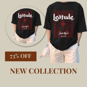 Leotude Men Printed Round Neck Cotton Blend Black T-Shirt
