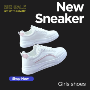 BUCADIA Pink Stylish Casual Sneakers For Women (White , 6)