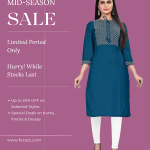 rayon kurti embroidered