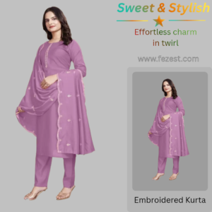 Women Embroidered Scallop Detail Kurta