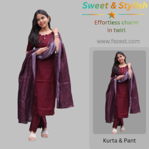 Calf Length Kurta|Roman silk Pant|Kota Printed Dupatta|Salwar Suit Set