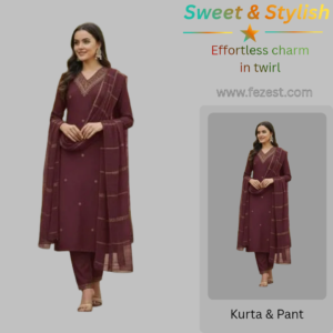 Women embroidery work kurta pant duptta sets