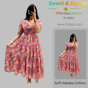Maxi made from soft Hakoba Cotton with attractive print with Full lining