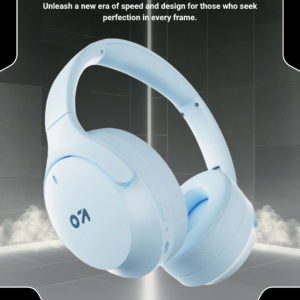 Goboult Q 70 Hrs Battery, ENC Mic, 40mm Boosted Drivers, 4 EQ Modes, Supreme Bass, 5.4v Bluetooth & Wired Headset (Powder Blue, On the Ear)