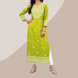 Kurti for women in rayon Embroiderd fabric|