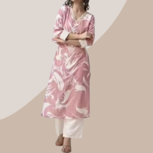 Peach and white kurta set
