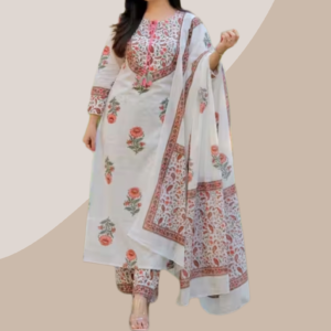 Limboli Women's Cotton Rayon A-lien Printed Kurta Whit Dupatta And Pant Set