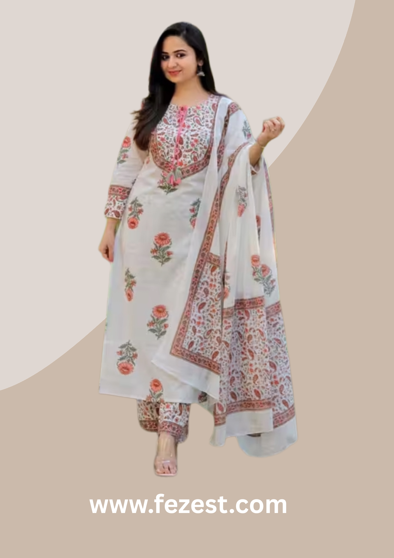 Limboli Women's Cotton Rayon A-lien Printed Kurta Whit Dupatta And Pant Set
