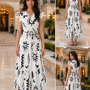 Women Abstract Printed Fit and Flare Midi Dress