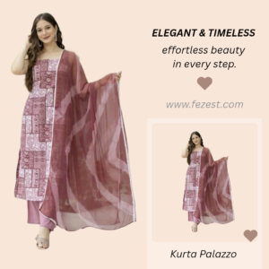 ETHNIFLAIR Women Silk Blend Kurta Palazzo Dupatta Set