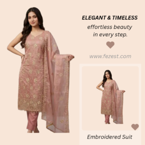 Designer Peach Embroidered Georgette silk zari work Suit