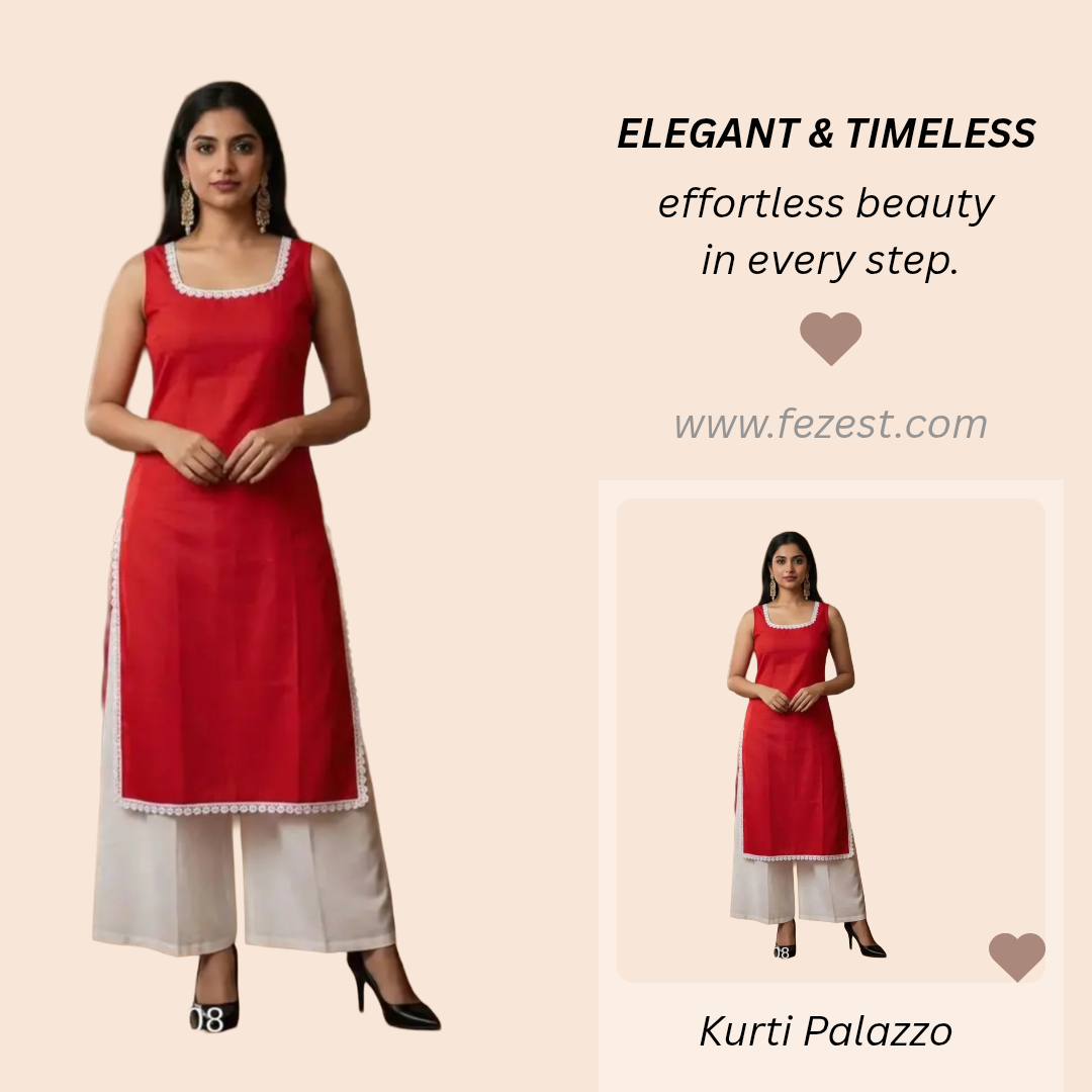 RED KURTI With PALAZZO SET
